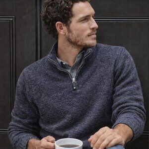 Denver Hayes Men’s Dark Grey Quarter-Zip Sweater, 89% cotton